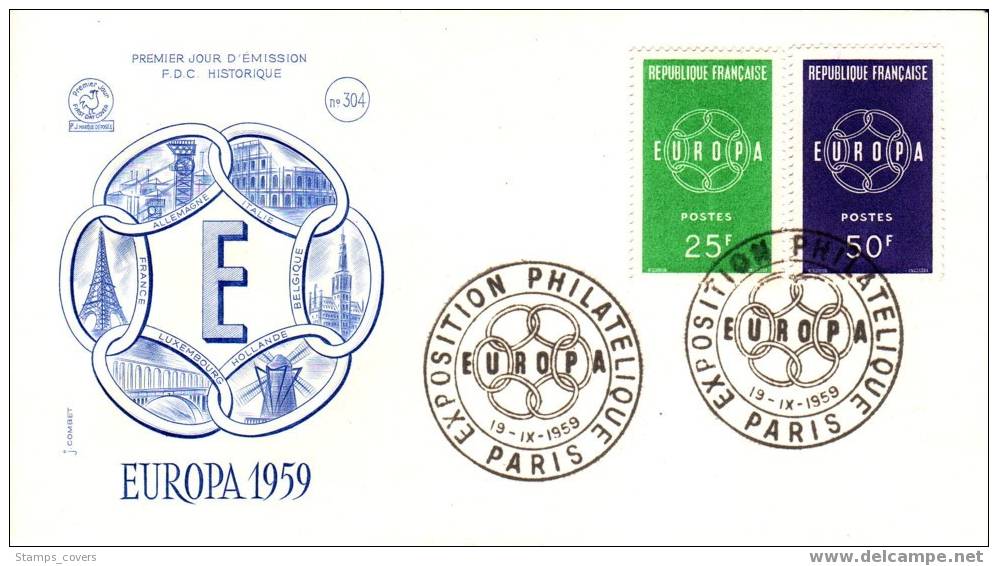 FRANCE FDC YVERT 1218/19 EUROPA 1959 PARIS - 1959