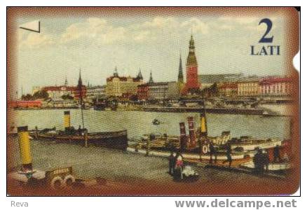 LATVIA  2  LATI   OLD  RIGA  TOWN  SHIP  SHIPS   EARLY AUTELCA    SPECIAL PRICE  !!! - Lettonia