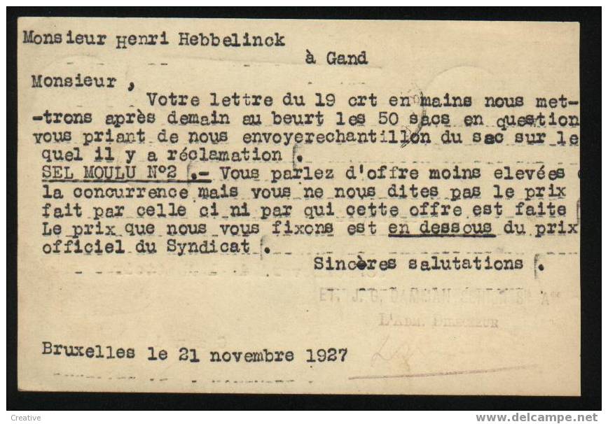 BRUXELLES 1927 - Brieven En Documenten