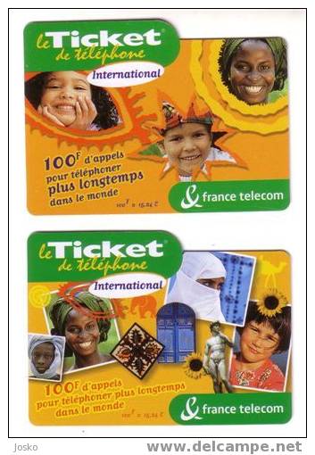 France Telecom - 2.cards (  Child , Enfant , Childrens , Girl , Enfants , Girls , Sunflower , Tournesol , Sculpture ,... - Biglietti FT