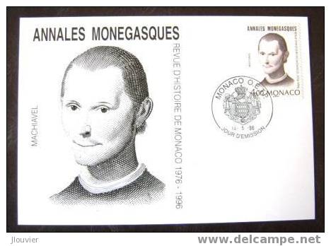 Carte Maximum - Monaco - 20è Anniversaire Des "Annales Monégasques". Machiavel. - Maximum Cards
