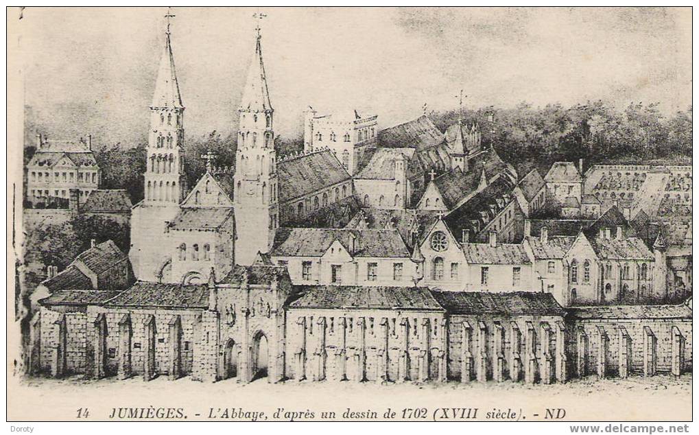 CPA - JUMIEGES - ABBAYE D´APRES UN DESSIN DE 1702 - Jumieges