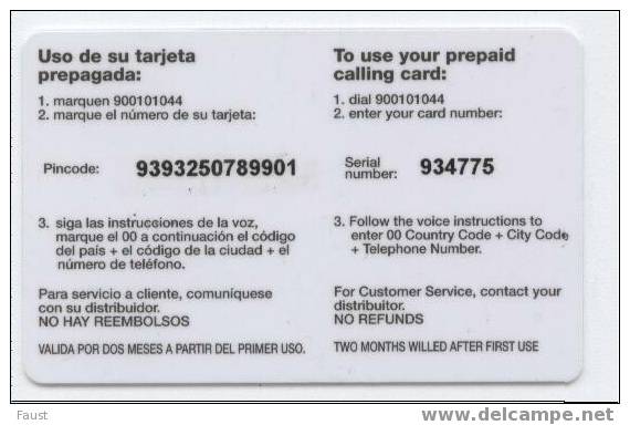 SPAIN  Eagle  International Prepaid Calling Card - Te Identificeren