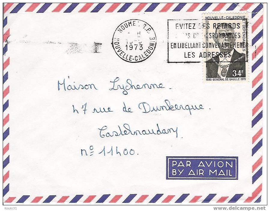 Nouvelle-Calédonie YT 377 Sur Lettre à Destination De La France:Général De Gaulle - 1971 - Cartas & Documentos