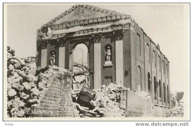 Middelburg, R.K. Kerk  Na Bombardement 2e WO - Middelburg