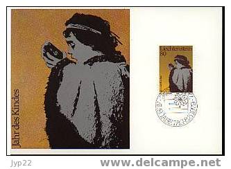 Liechtenstein Lot 3 CM 1er Jour FDC Année Internationale De L´Enfant Jahr Des Kindes 8-3-1979 - Boire Manger étudier - Maximumkarten (MC)