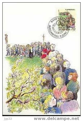 Liechtenstein Lot 3 CM 1er Jour FDC Coutumes De Printemps Dimanche Des Rameaux Noce Procession Des Rogations Religion - Cartoline Maximum