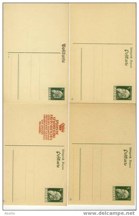 8 CARTES POSTALE  Bayern   XX - Postal  Stationery