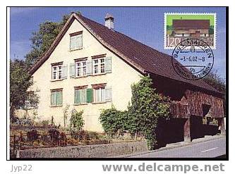 Liechtenstein Lot 2 CM 1er Jour FDC Edifices Anciens & Protection Des Sites - Maisons à Popers & Maison Du Weiherring - Maximum Cards
