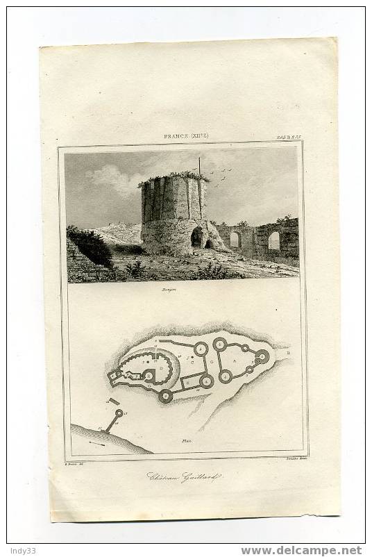 - "CHATEAU GAILLARD" . GRAVURE DU XIXe S. - Architecture