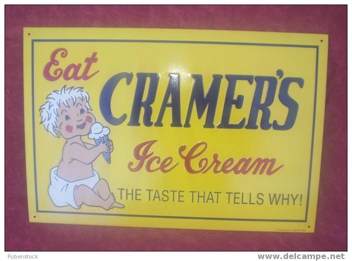 Plaque Métal "CRAMER´S" Ice Cream. - Plaques En Tôle (après 1960)