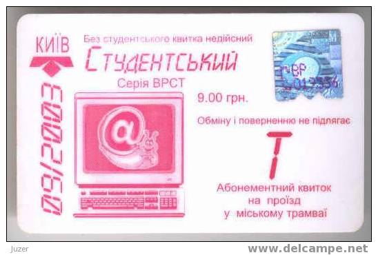 Ukraine: Month Tram Card For Students From Kiev 2003/09 - Europe