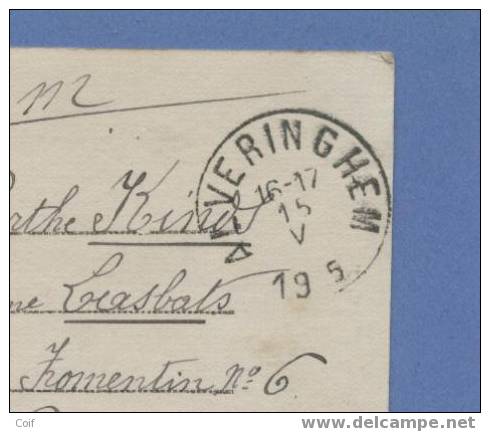 Kaart Met Cirkelstempel ALVERINGHEM Op 15/5/1915 - Zona Non Occupata