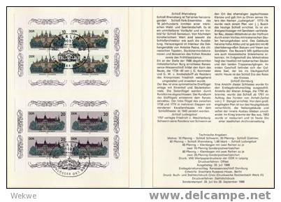 DDR008/ Ersttagsblatt Nr. 14, 1986 – Schlösser – Satz Und 2 Blöcke - 1e Jour – FDC (feuillets)