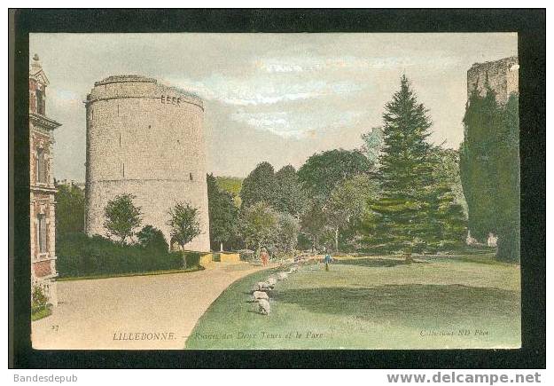 Lillebonne - Ruines Des Deux Tours Et Le Parc (ND Phot. 27 Colorisée) - Lillebonne