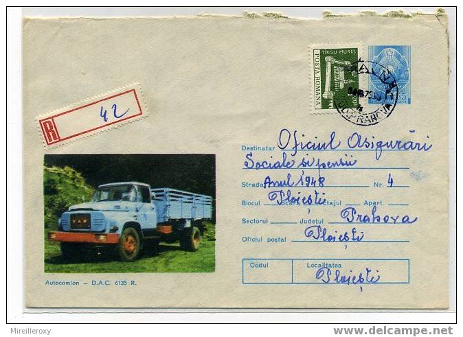 VOITURE / CAMION /  ENTIER POSTAL / ROUMANIE / RECOMMANDE - Trucks