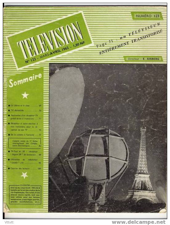 "TELEVISION", N° 122, Mars-Avril 1962, Revue Technique, Sommaire Dans Les Scans. - Télévision