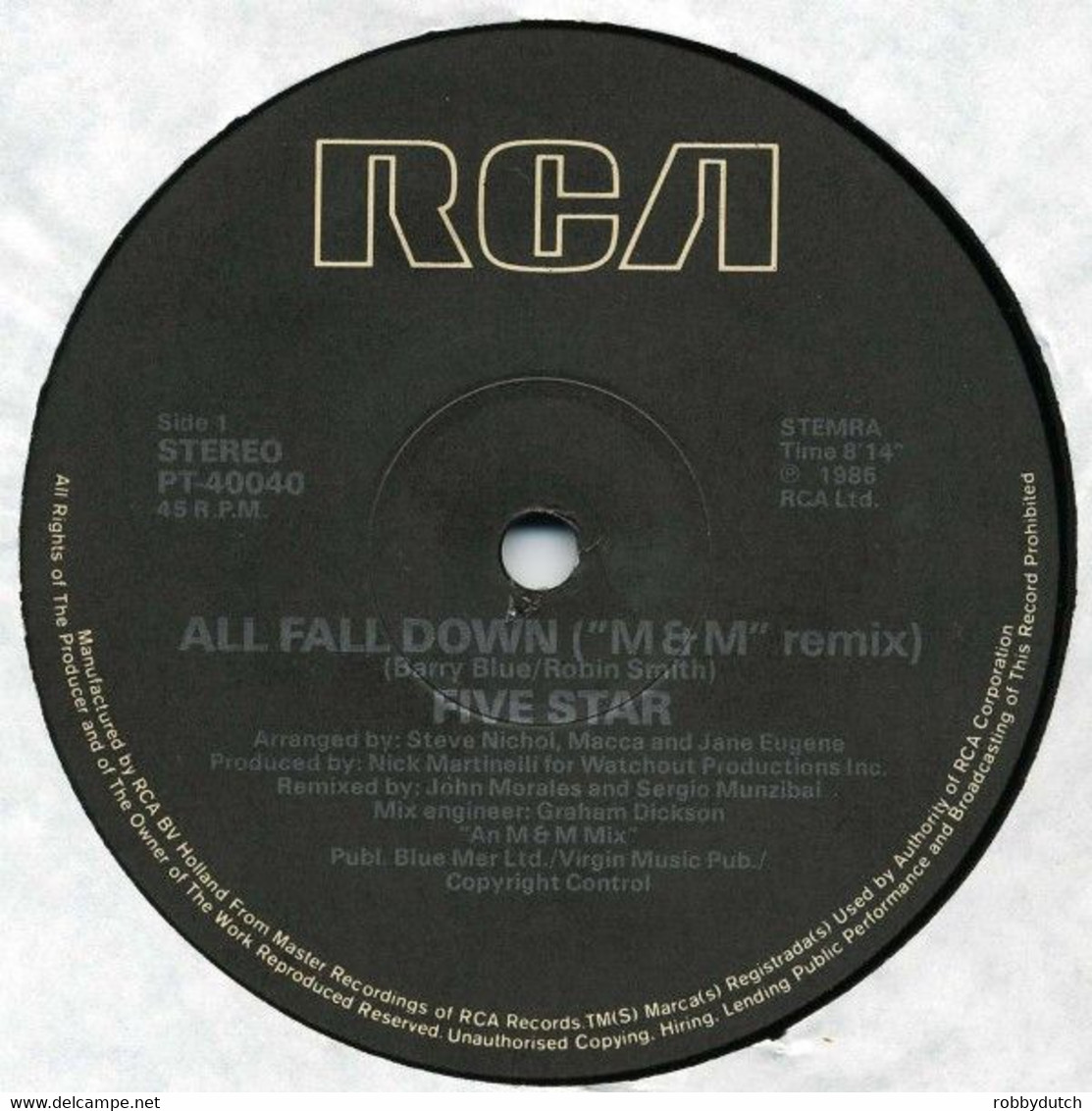* 12" * FIVE STAR - ALL FALL DOWN (M&M Remix) - 45 G - Maxi-Single