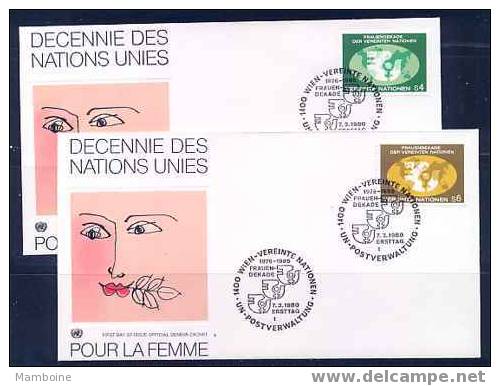 Onu Vienne   Année De La Femme .  2 Enveloppes Illustrées - FDC