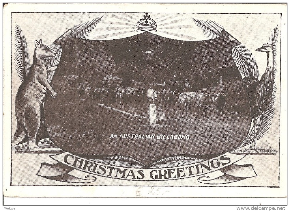 Au101 / Weihnachtskarte (Sonderanfertigung ) 1917 In Die Schweiz Ex Rockhampton (Australian Billabong) - Cartas & Documentos