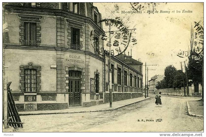 93 .  MONTREUIL .  RUE DE ROSNY ET LES ECOLES  MATERNELLE . - Montfermeil