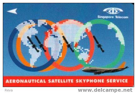 SINGAPORE $5  SATELLITE SKY  PHONE COMMUNICATIONS SERVICES  AIRPLANE  MAP WORLD   CODE:1SSKA  COMPLIMENTARY - Singapore