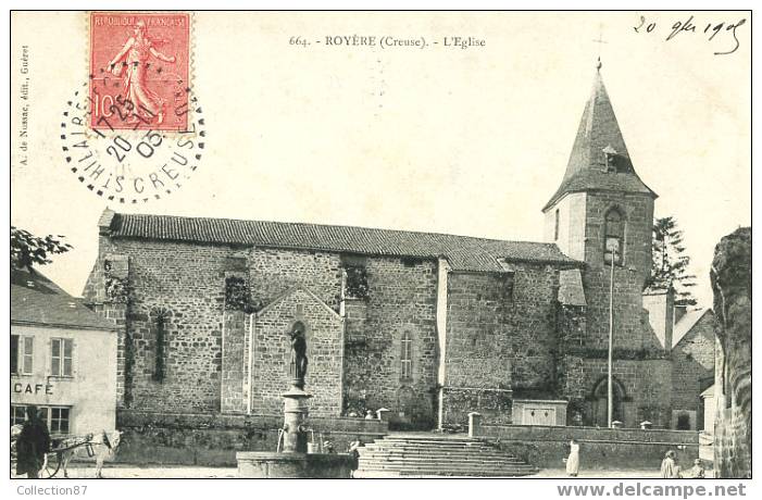 23 - CREUSE - ROYERE - PLACE De L'EGLISE ANIMEE - FONTAINE - Edit. DE NUSSAC 664 PAS COURANTE - Royere