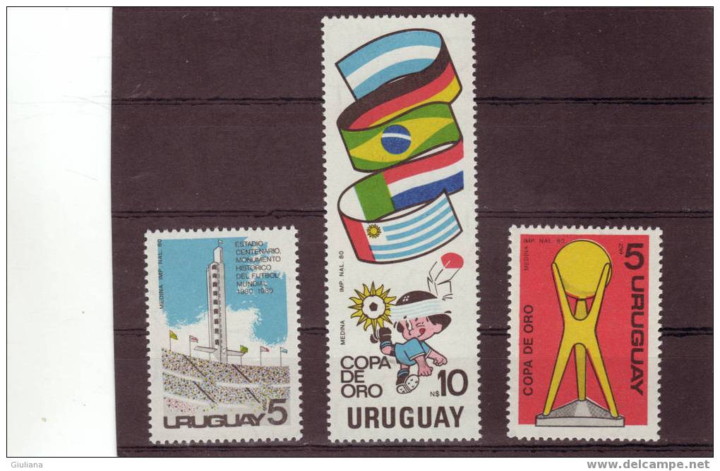 Uruguay  - Serie N. 1066/68** (Yvert) Calcio: Coppa D´Oro A Montevideo 1980 - Fußball-Amerikameisterschaft