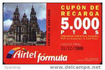 ACR-047/2 Cupon De Recarga 5000 Ptas Catedral.Camino De Santiago.  Tu Tarjeta - Sin S.A. - Airtel