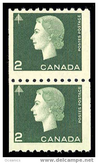 Canada (Scott No. 406 - Elizabeth) [**] Timbre Roulette / Coil Stamp (Paire / Pair) - Rollen