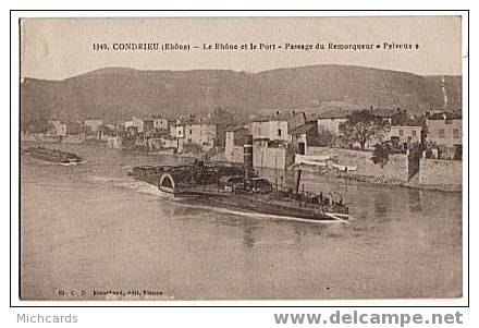 CPA 69 CONDRIEU - Le Rhone Et Le Port - Passage Du Remorqueur Pelvoux - Condrieu