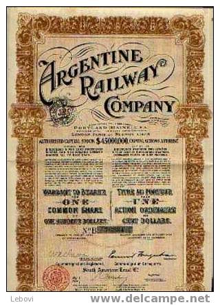 PORTLAND (MAINE U.S.A.) "Argentine Railway Company" - Titre D´1 Action De 100 $ - Chemin De Fer & Tramway