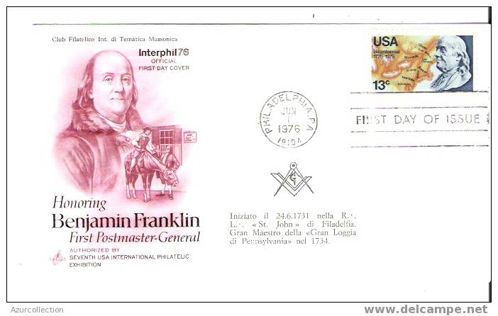 U.S.A. B.FRANKLIN   .1976 - Franc-Maçonnerie