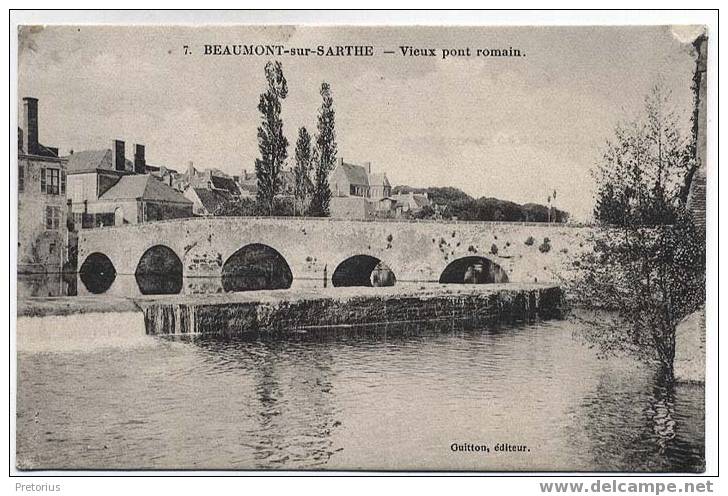 *** DEPT 72 . BEAUMONT SUR SARTHE / VIEUX PONT ROMAIN *** - Beaumont Sur Sarthe