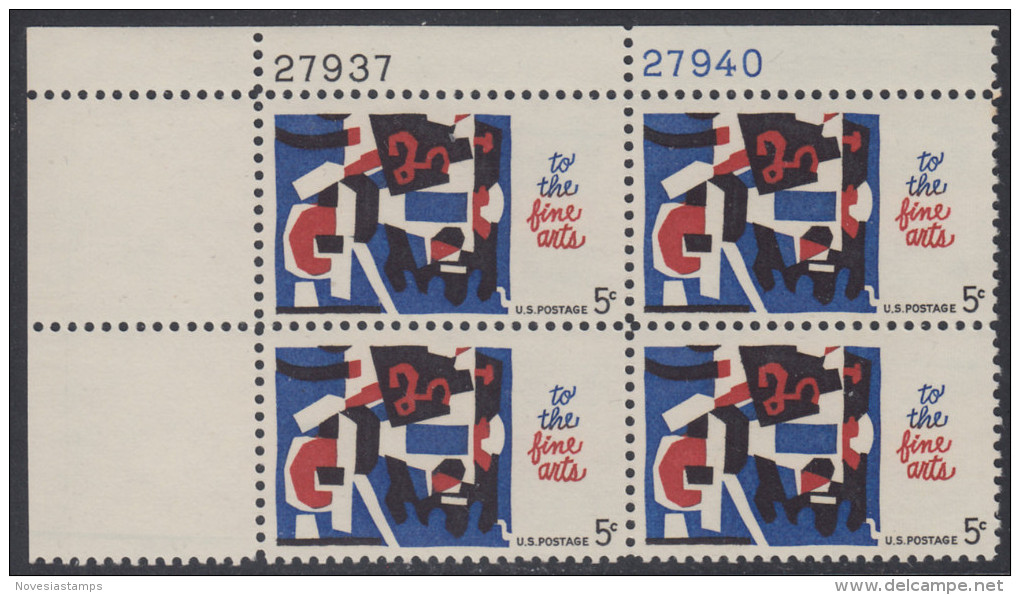 !a! USA Sc# 1259 MNH PLATEBLOCK (UL/27937) - Fine Arts - Ungebraucht