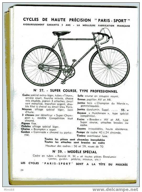 FABRIQUE DE BICYCLETTES.HARRYS. ETABLISSEMENT PARIS SPORT . 27 PHOTO DE BICYCLETTES , AVEC TARIF ET BULLETIN DE COMMANDE - Moto