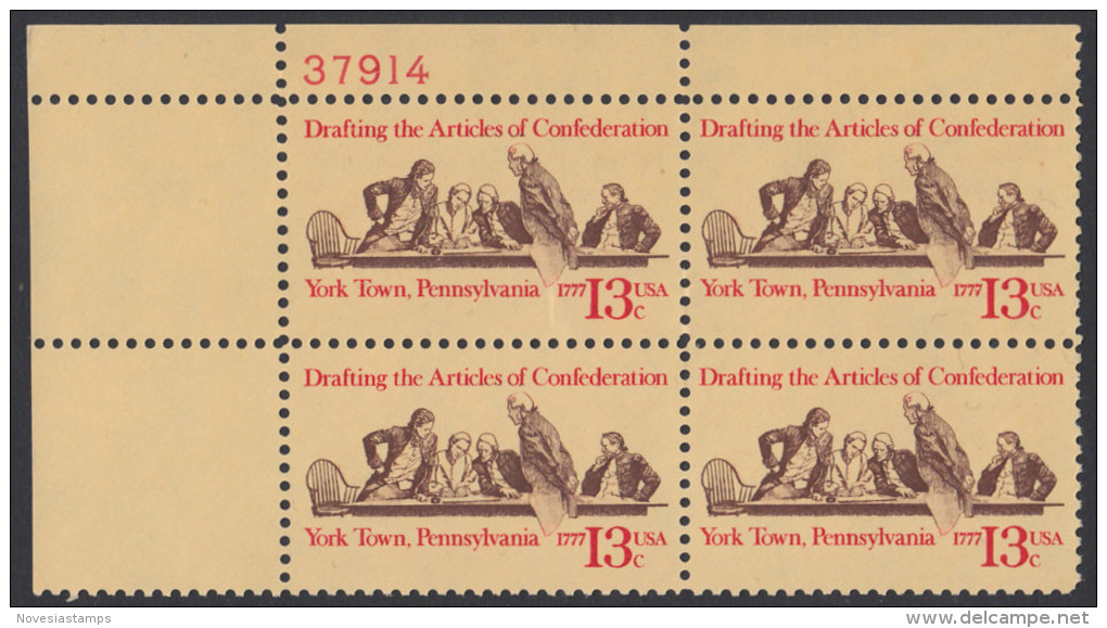 !a! USA Sc# 1726 MNH PLATEBLOCK (UL/37914) - American Bicentennial: Articles Of Confederation - Unused Stamps