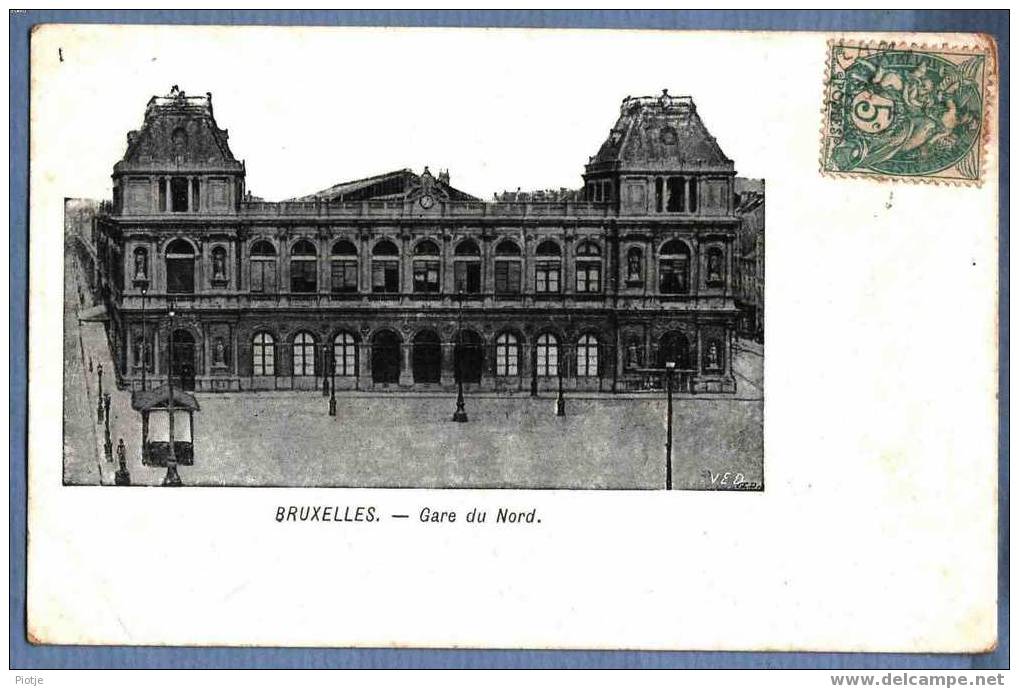 * Brussel - Bruxelles * (VED) La Gare Du Nord, Station Brussel Noord, Bahnhof, Vieux Carte, Old Postcard, Timbre - Spoorwegen, Stations