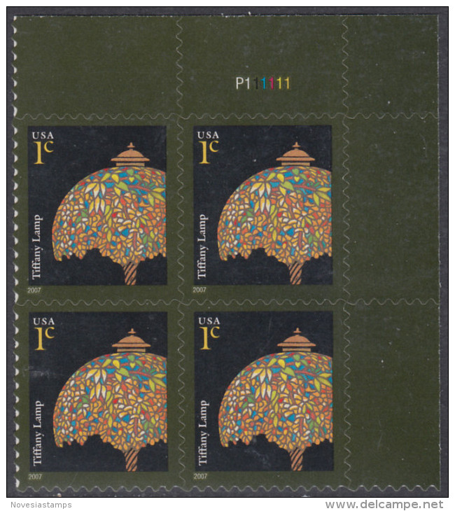 !a! USA Sc# 3749 MNH PLATEBLOCK (UR/P111111/a) - Tiffany Lamp - Unused Stamps