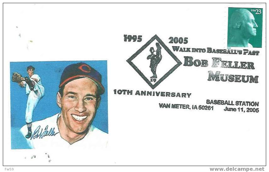 BASE BALL  OBLITERATION TEMPORAIRE USA 2005 VAN METER SUR CARTE ILLUSTREE - Baseball