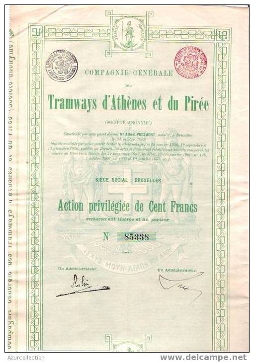 TITRE . TRAMWAY D´ATHENES AU PIREE  .GRECE - Chemin De Fer & Tramway