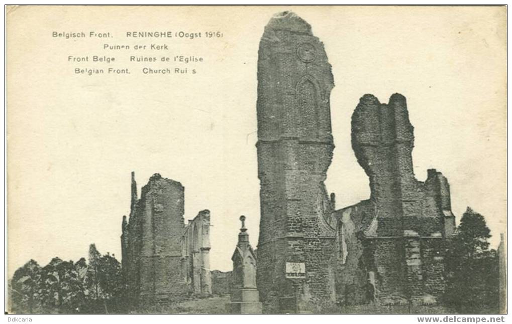 Belgisch Front - Reninghe - Oogst 1916 - Puinen Der Kerk - Lo-Reninge