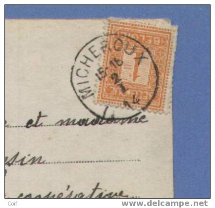 108 Op Kaart Met Stempel MICHEROUX - 1912 Pellens