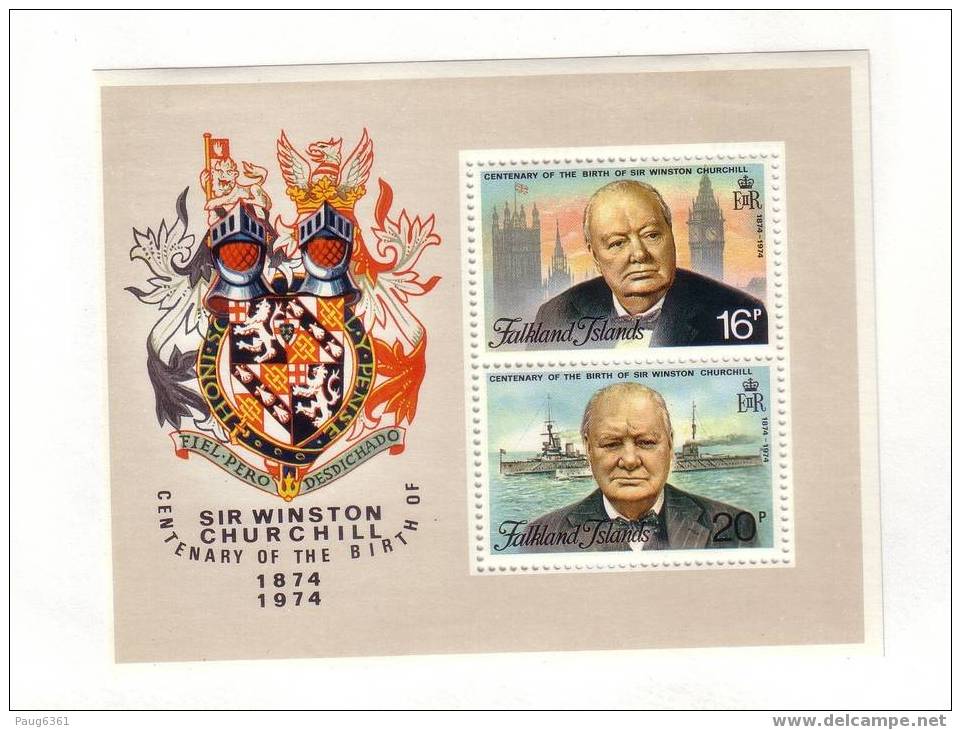 FALKLANDS  CHURCHILL BLOC SC N°236a  NEUF MNH**  WW558 - Sir Winston Churchill