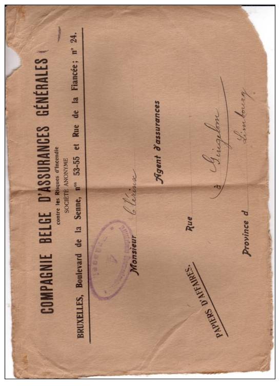 BELGIUM USED COVER OCCUPATION CANCELED BAR - OC1/25 Generalgouvernement 