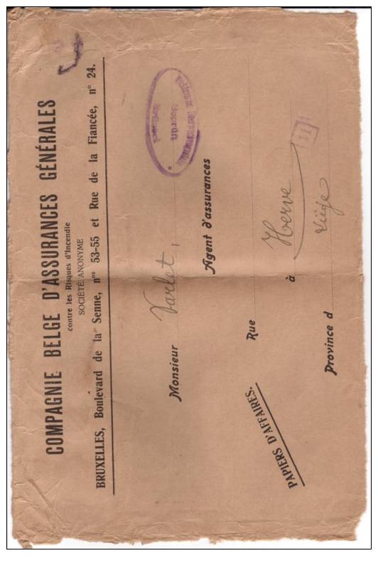 BELGIUM USED COVER OCCUPATION CANCELED BAR - OC1/25 Governo Generale