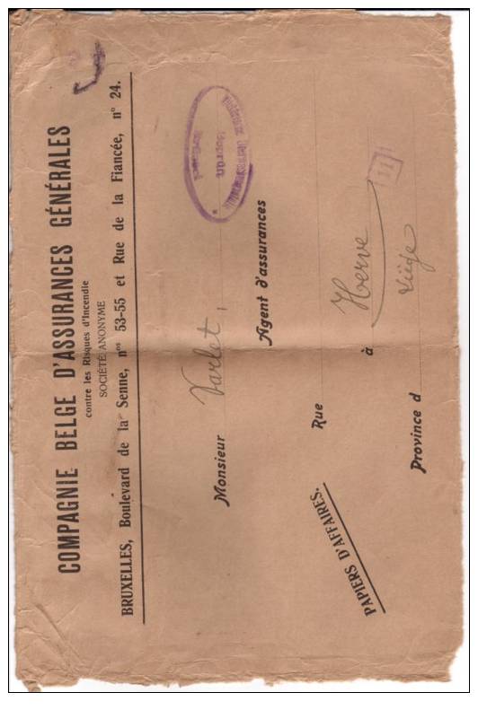 BELGIUM USED COVER OCCUPATION CANCELED BAR - OC1/25 Gobierno General