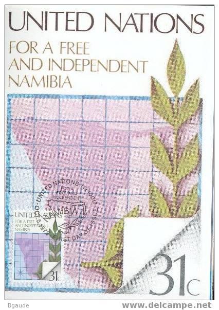 NATIONS UNIES NEW-YORK CARTE MAXIMUM NUM.YVERT 305 INDEPENDANCE DE LA NAMIBIE - Altri & Non Classificati