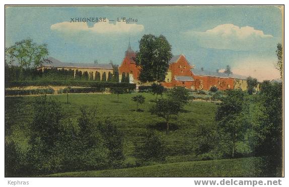 XHIGNESSE : L'Eglise - Belle Cpa Colorisée - Cachet De La Poste 1924 - Hamoir