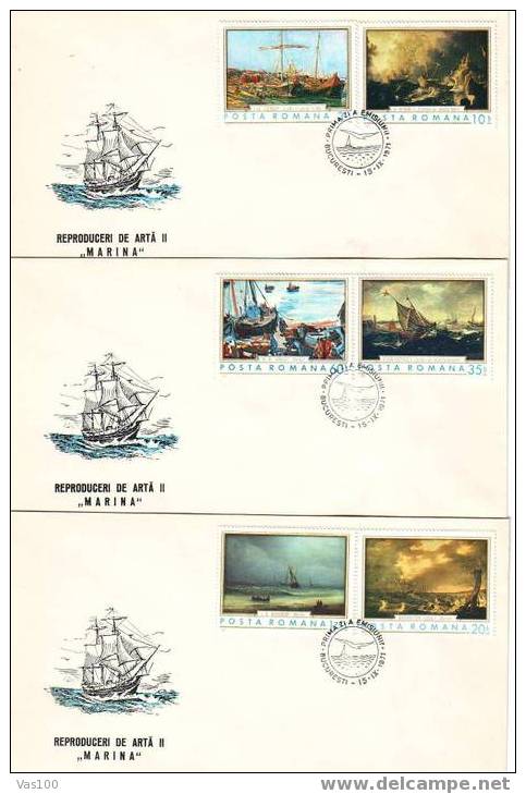 Romania 1971 FDC PEINTURE PAINTING,SHIP,FULL SET. - FDC